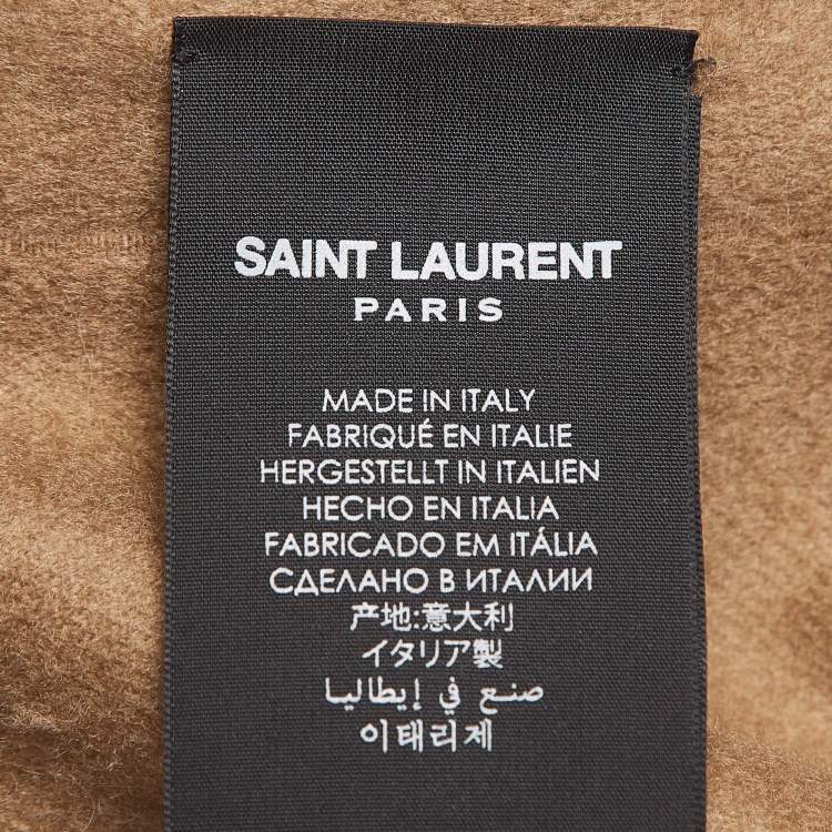 Pre Owned Saint Laurent Paris Brown Cashmere Fringed Scarf 