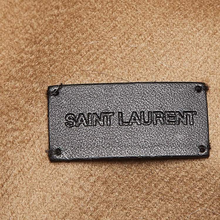 Pre Owned Saint Laurent Paris Brown Cashmere Fringed Scarf 