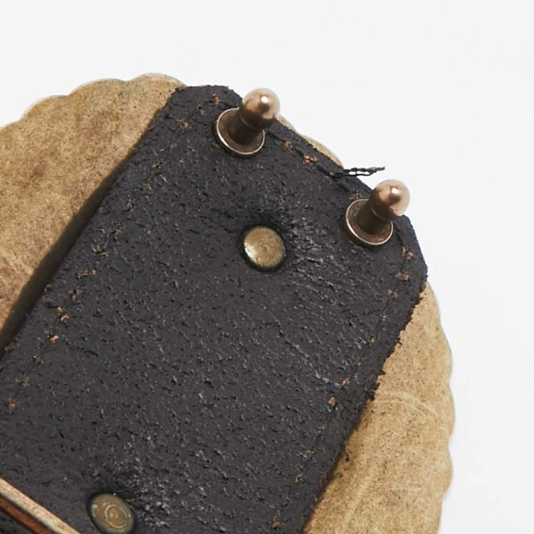 Pre Owned Saint Laurent Black Leather Oval Buckle Belt 