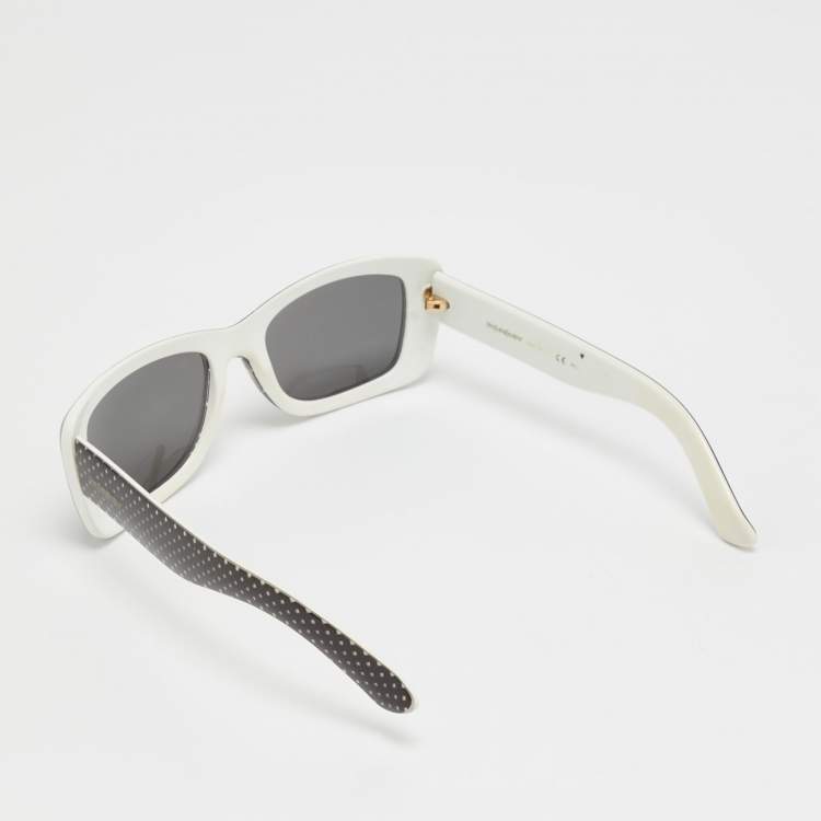 Pre Owned Saint Laurent Black/White Printed 2320/S Rectangular Sunglasses