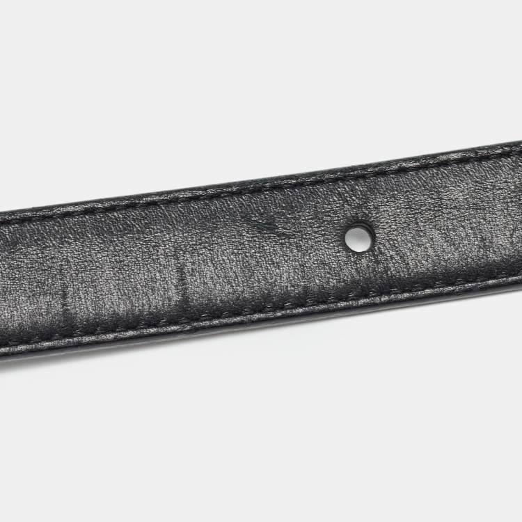 Pre Owned Saint Laurent Black Leather Slim Buckle Belt 75CM