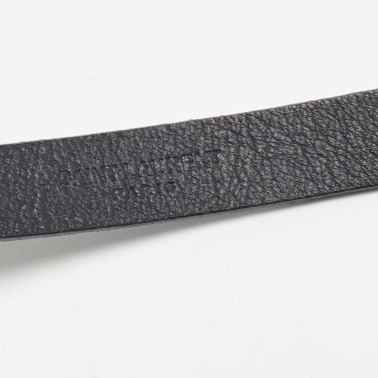 Pre Owned Saint Laurent Black Leather Slim Buckle Belt 80CM