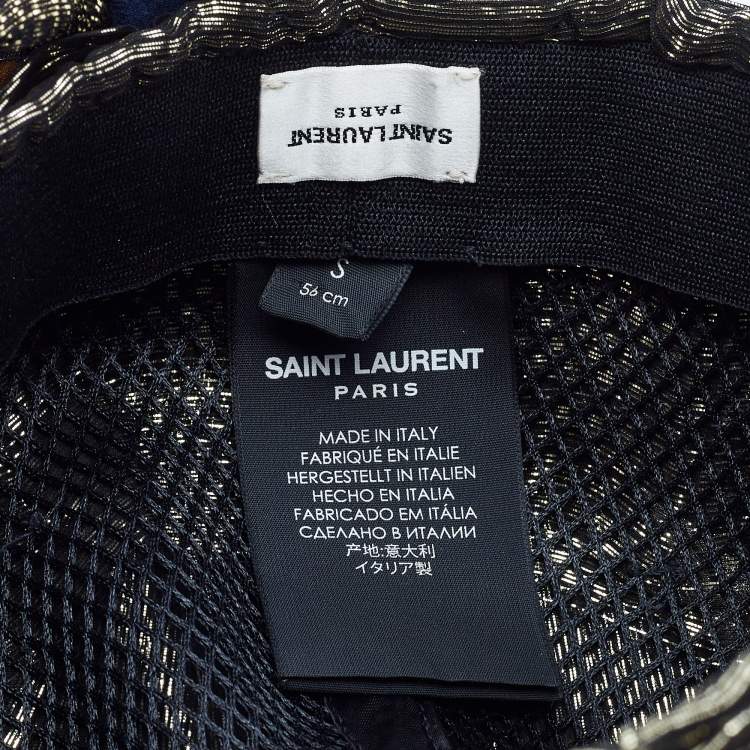 Pre Owned Saint Laurent Paris Gold/Black Lurex Silk Braided Turban S