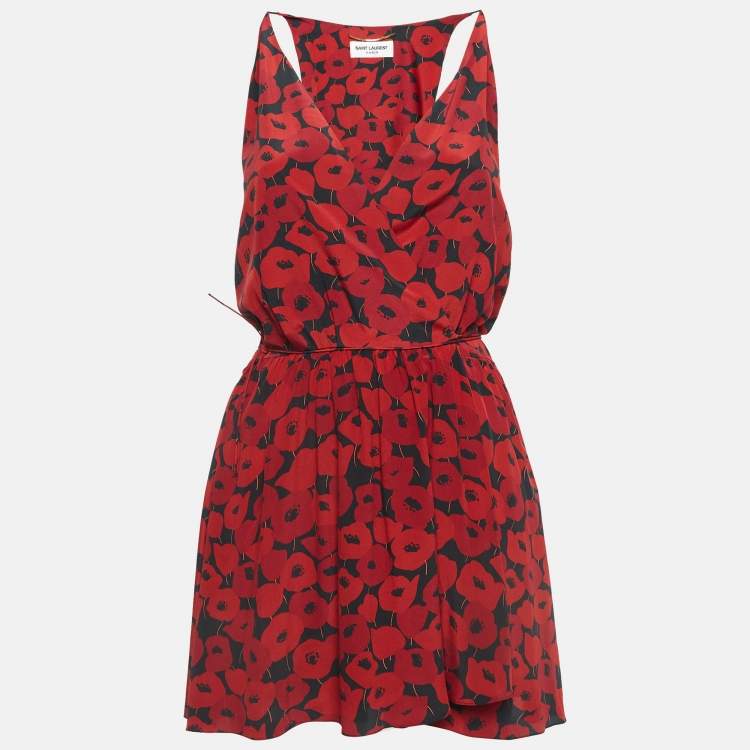 ワンピース SAINT LAURENT Printed Silk Mini Dress Saint Laurent Printed silk mini dress