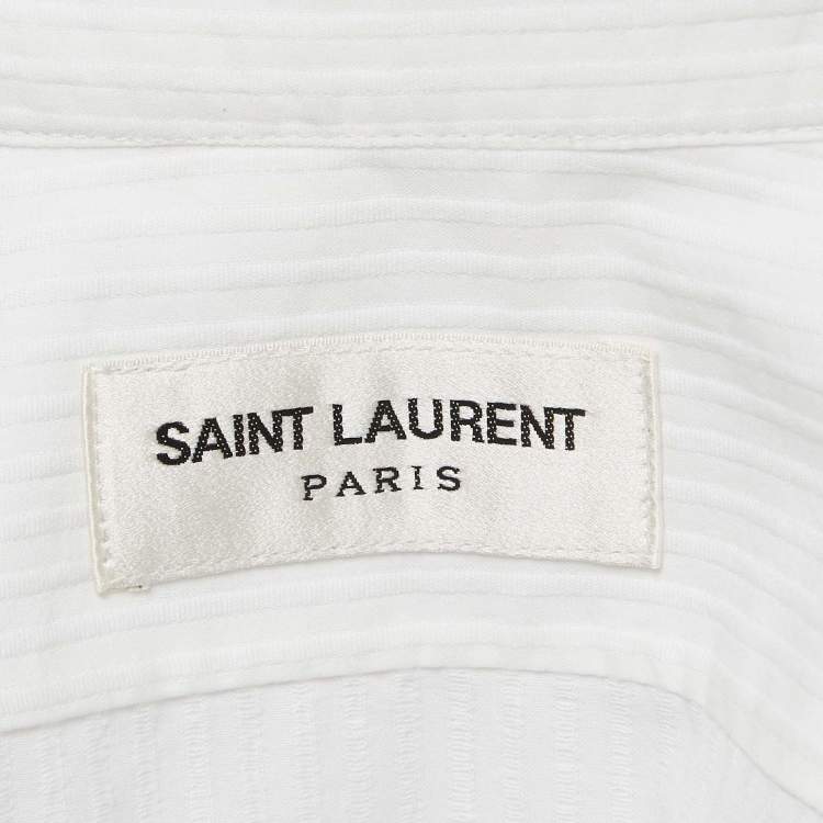 Pre Owned Saint Laurent White Pinstripe Cotton Shirt S