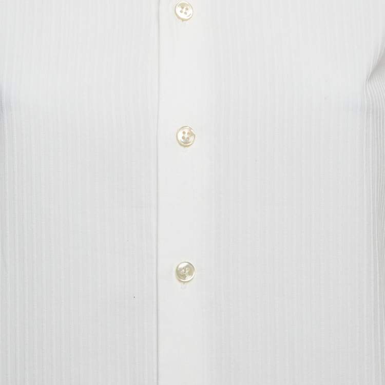 Pre Owned Saint Laurent White Pinstripe Cotton Shirt S