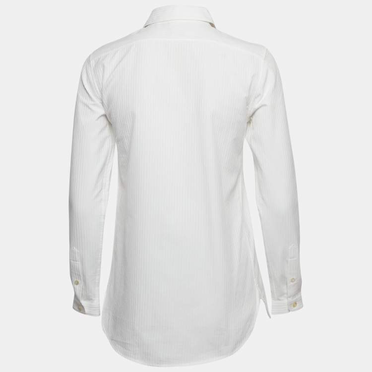 Pre Owned Saint Laurent White Pinstripe Cotton Shirt S