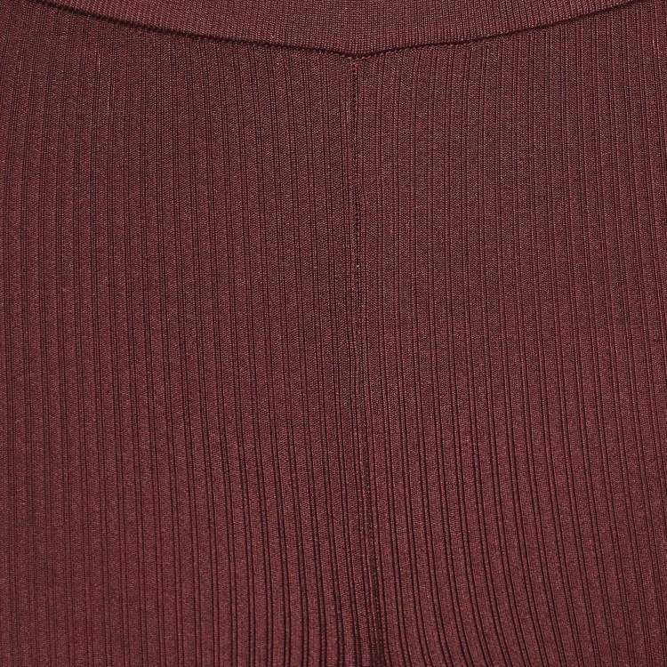 Pre Owned Saint Laurent Paris Burgundy Rib Knit Biker Shorts XS