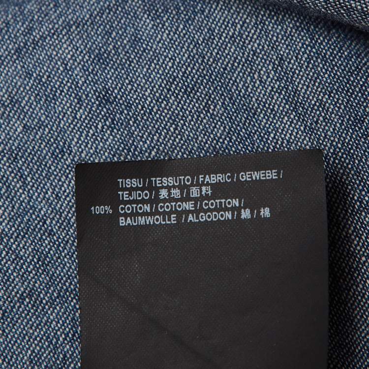 Pre Owned Saint Laurent Paris Blue Denim Military Patch Buttoned Up Shirt L