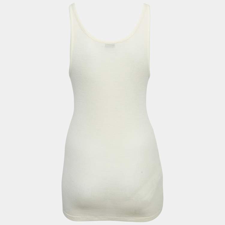 Pre Owned Saint Laurent Cream Printed Tank Top S