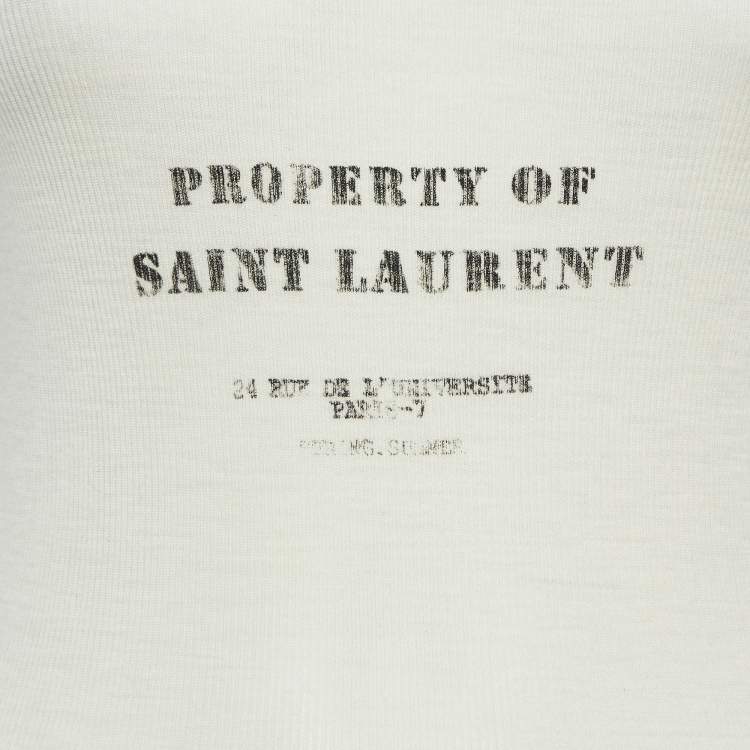 Pre Owned Saint Laurent Cream Printed Tank Top S