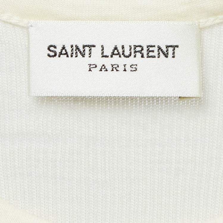 Pre Owned Saint Laurent Cream Printed Tank Top S