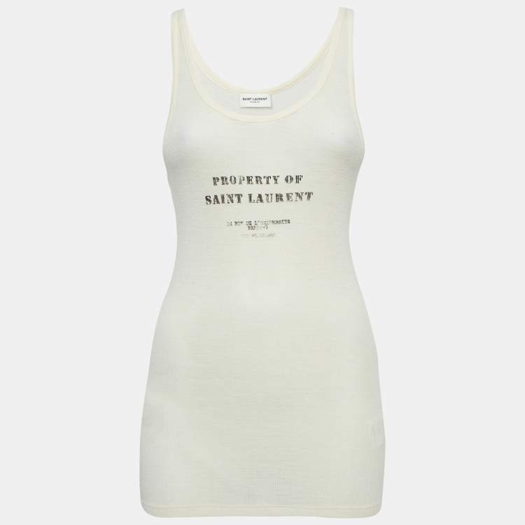 Pre Owned Saint Laurent Cream Printed Tank Top S