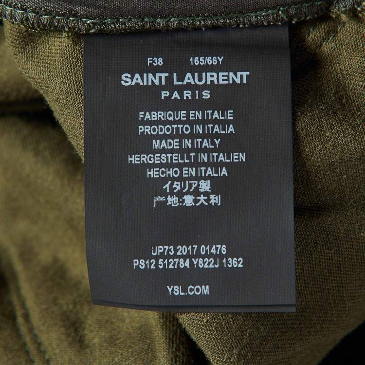 Pre Owned Saint Laurent Paris Green Cotton Blend Lace Tie-Up Military Trousers M