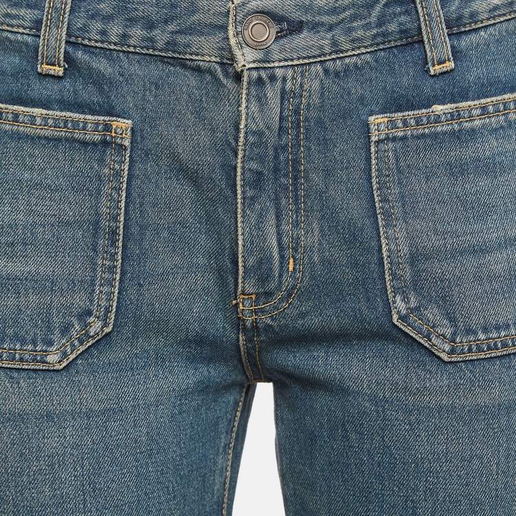 Pre Owned Saint Laurent Blue Denim Wide Leg  Jeans M Waist 29"