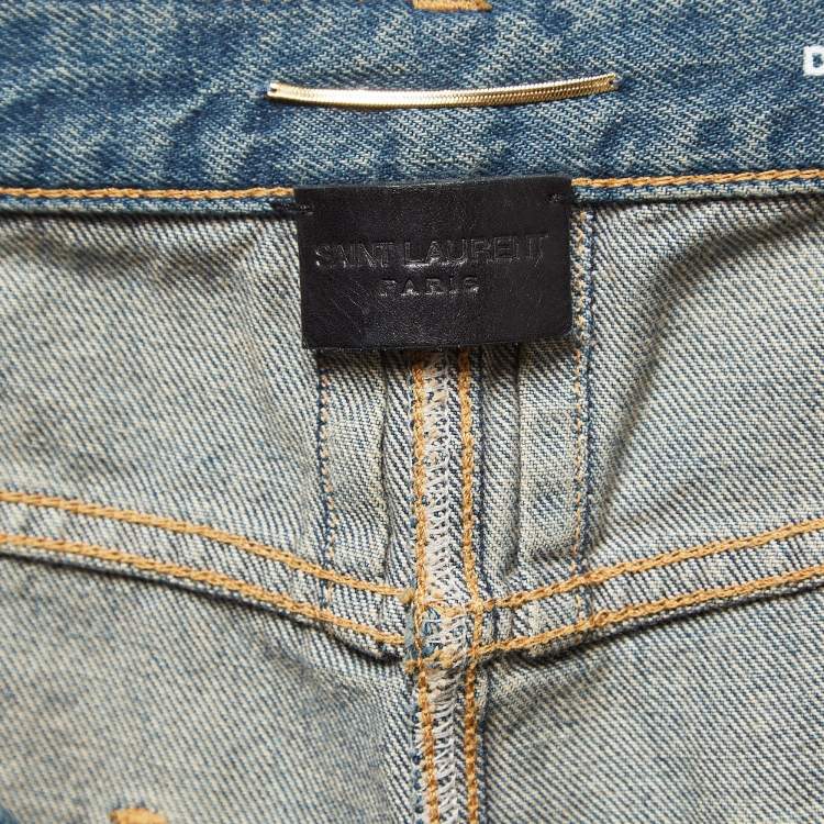 Pre Owned Saint Laurent Blue Denim Wide Leg  Jeans M Waist 29"