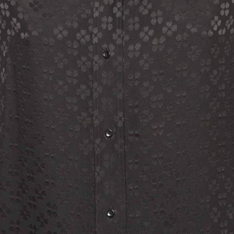 Pre Owned Saint Laurent Paris Black Jacquard Silk Long Sleeve Shirt S