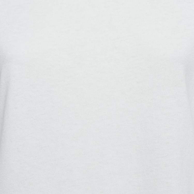 Pre Owned Saint Laurent Paris White Cotton Star Cut-Out Detail T-Shirt XS