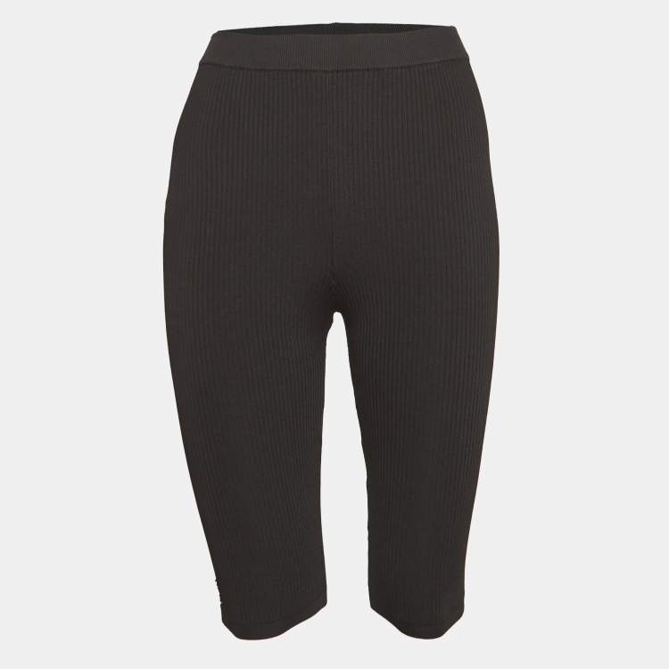 Pre Owned Saint Laurent Paris Black Rib Knit Cropped Leggings XS
