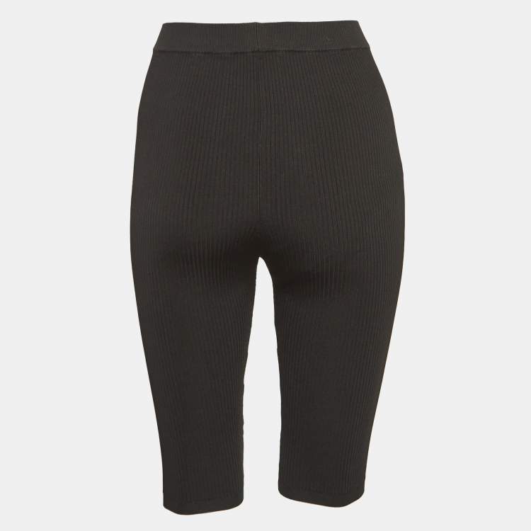 Pre Owned Saint Laurent Paris Black Rib Knit Cropped Leggings XS