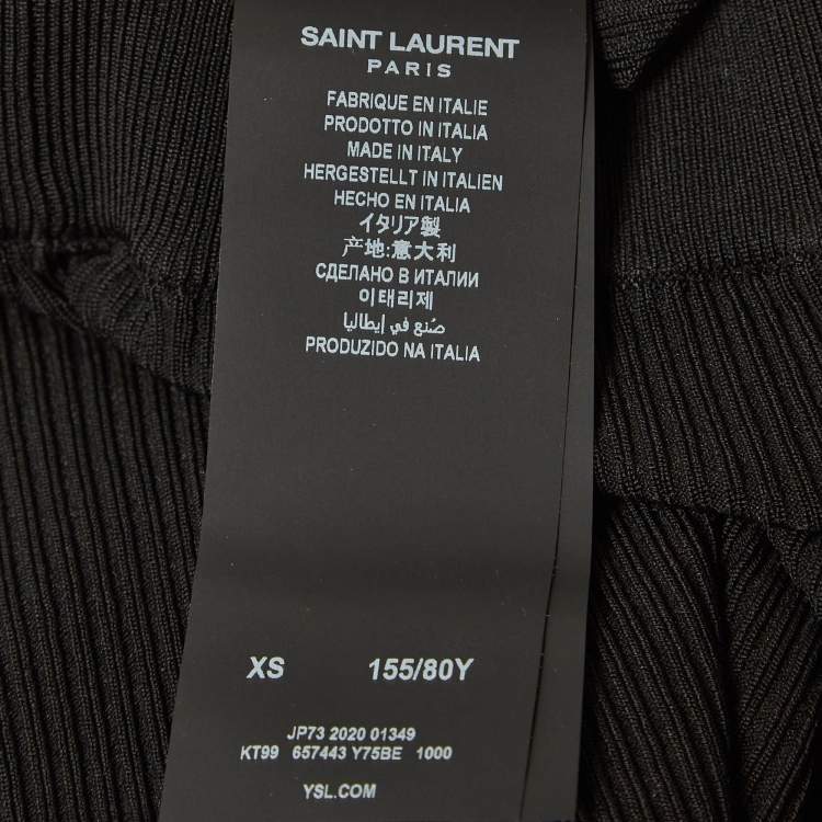 Pre Owned Saint Laurent Paris Black Rib Knit Cropped Leggings XS