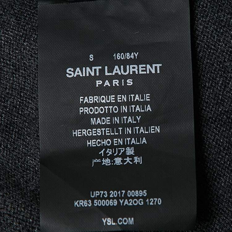 Pre Owned Saint Laurent Paris Grey Lightening Bolt Pattern Knit Hooded Sweater S