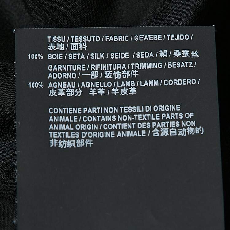Pre Owned Saint Laurent Paris Black Satin Silk Leather Trim Button Front Shirt M