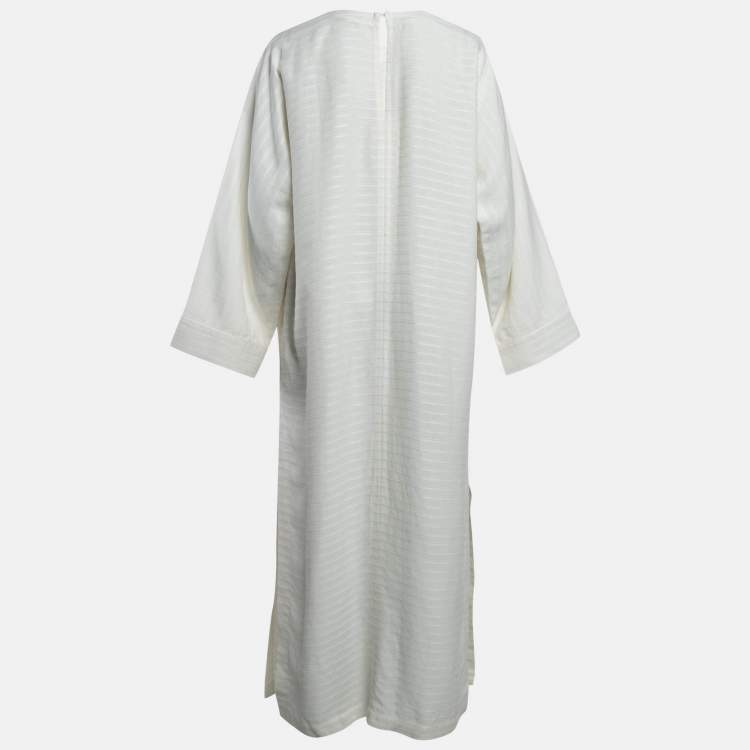 Pre Owned Saint Laurent White Linen Blend Long Tent Dress XL