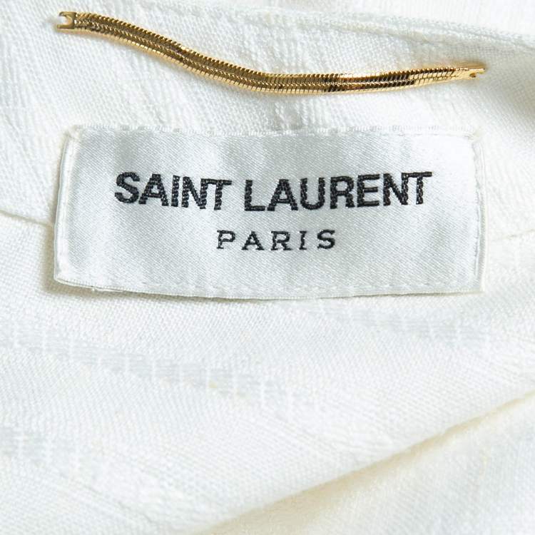 Pre Owned Saint Laurent White Linen Blend Long Tent Dress XL