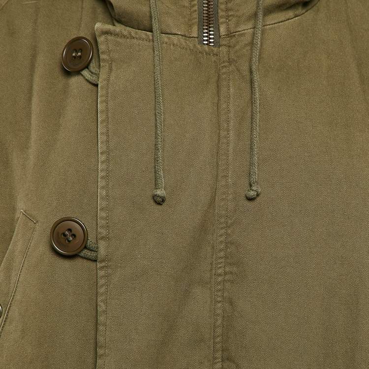 Pre Owned Saint Laurent Paris Olive Green Cotton and Mink Fur Hooded Parka Coat M