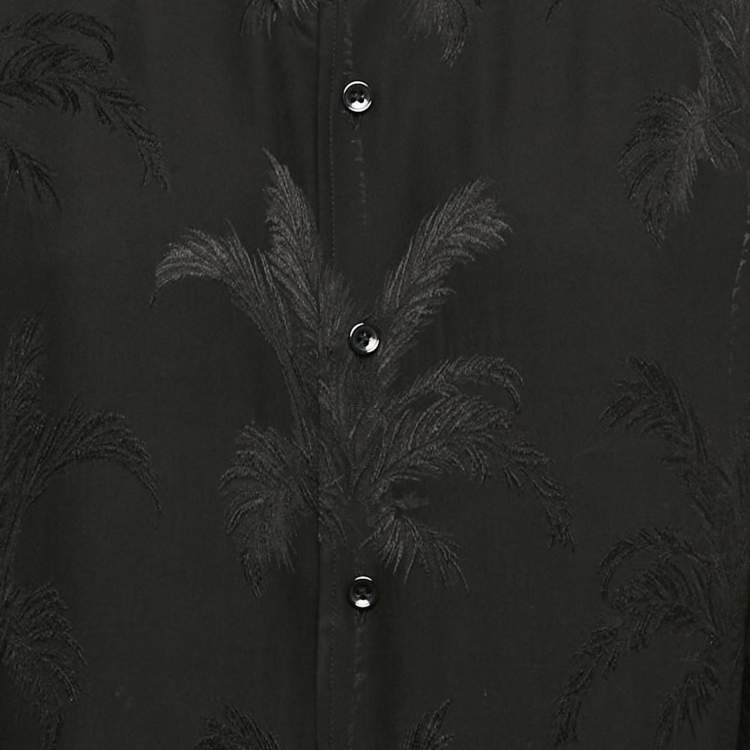 Pre Owned Saint Laurent Paris Black Jacquard Silk Button Front Shirt M