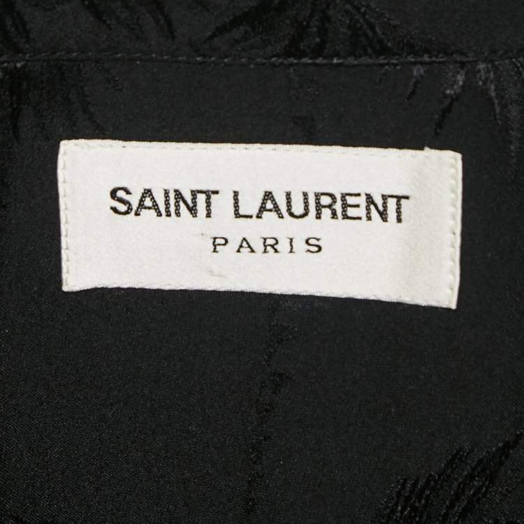 Pre Owned Saint Laurent Paris Black Jacquard Silk Button Front Shirt M
