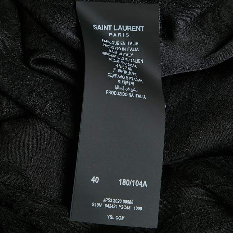 Pre Owned Saint Laurent Paris Black Jacquard Silk Button Front Shirt M