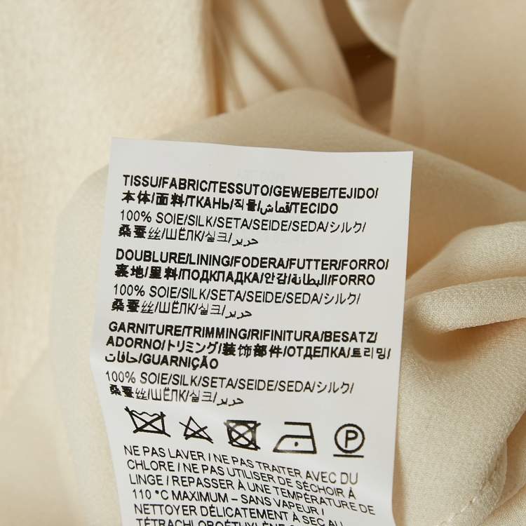 Pre Owned Saint Laurent Paris Cream Satin Silk Draped Neck Top S