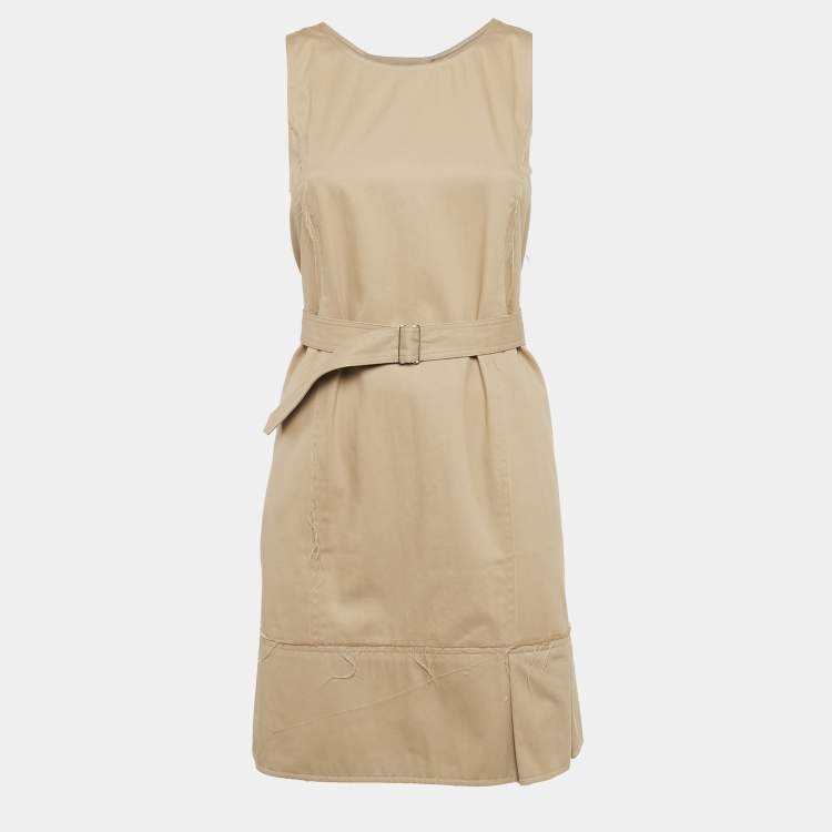 Pre Owned Saint Laurent Paris Edition 24 Brown Gabardine Raw Finish Lace-Up Dress S
