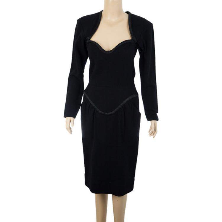 Pre Owned Saint Laurent Paris Black Stretch Long Sleeve Dress M