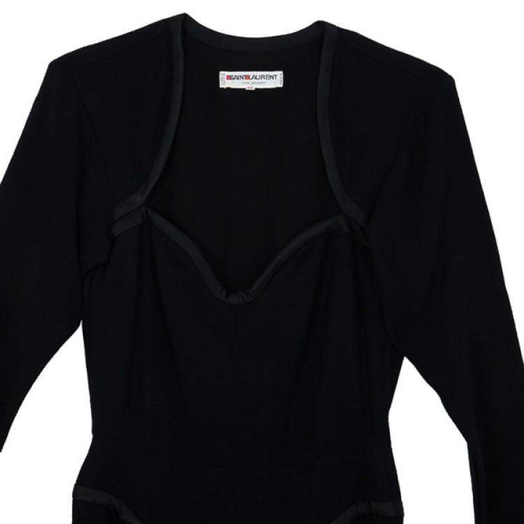 Pre Owned Saint Laurent Paris Black Stretch Long Sleeve Dress M