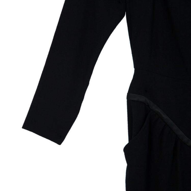 Pre Owned Saint Laurent Paris Black Stretch Long Sleeve Dress M