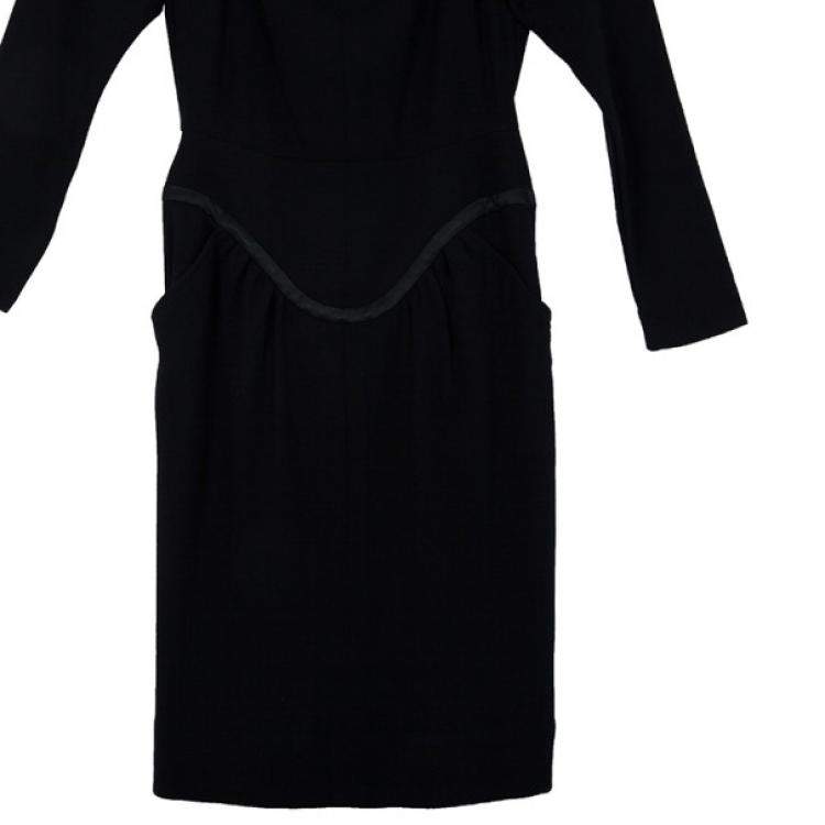 Pre Owned Saint Laurent Paris Black Stretch Long Sleeve Dress M