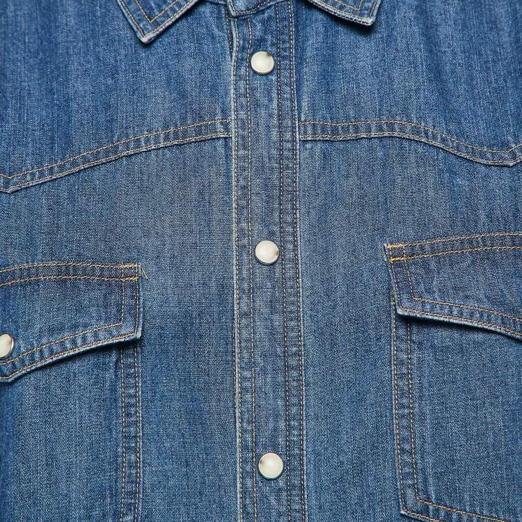 Pre Owned Saint Laurent Paris Blue Denim Full Sleeve Shirt L