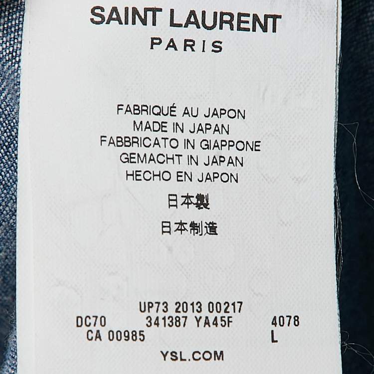 Pre Owned Saint Laurent Paris Blue Denim Full Sleeve Shirt L