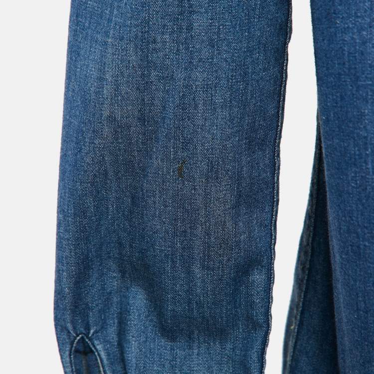 Pre Owned Saint Laurent Paris Blue Denim Full Sleeve Shirt L