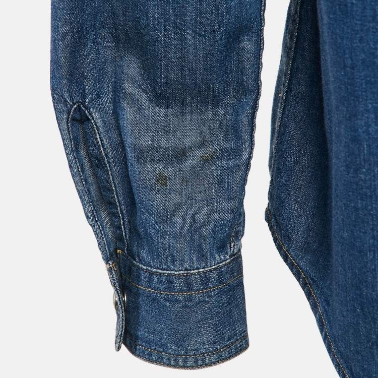 Pre Owned Saint Laurent Paris Blue Denim Full Sleeve Shirt L