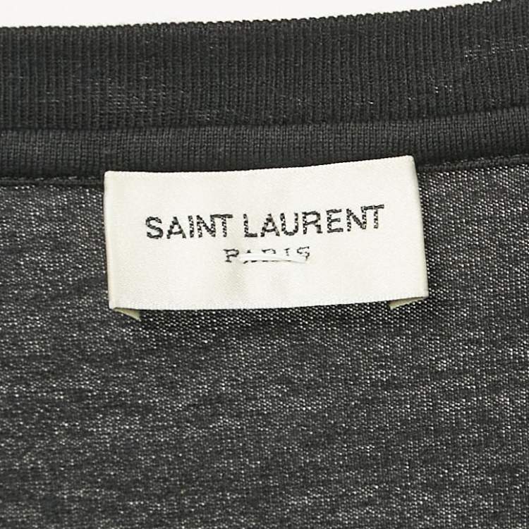 Pre Owned Saint Laurent Black Cotton Logo Print T-Shirt M