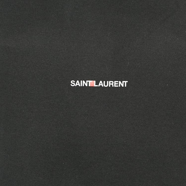 Pre Owned Saint Laurent Black Cotton Logo Print T-Shirt M