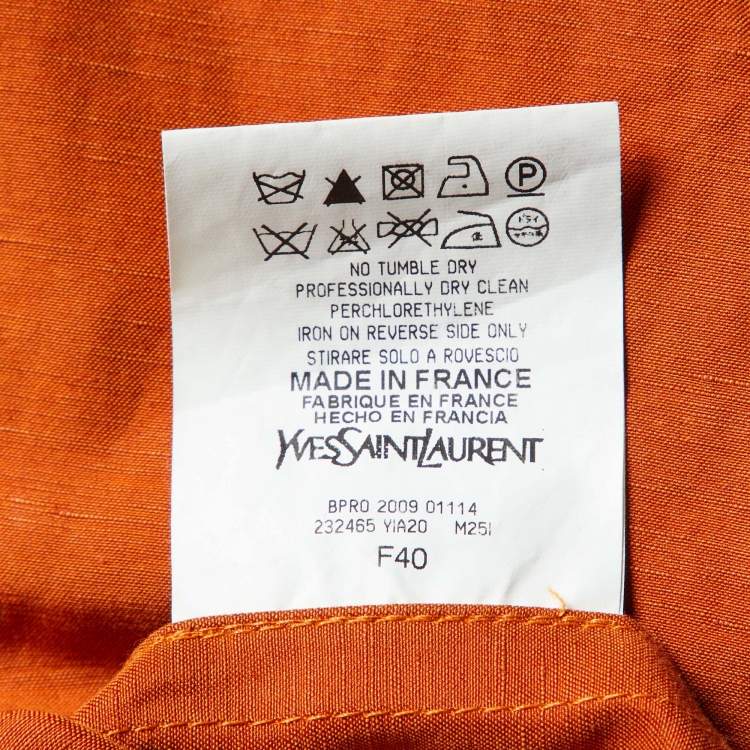 Pre Owned Saint Laurent Orange Cotton Blend Trench Coat M