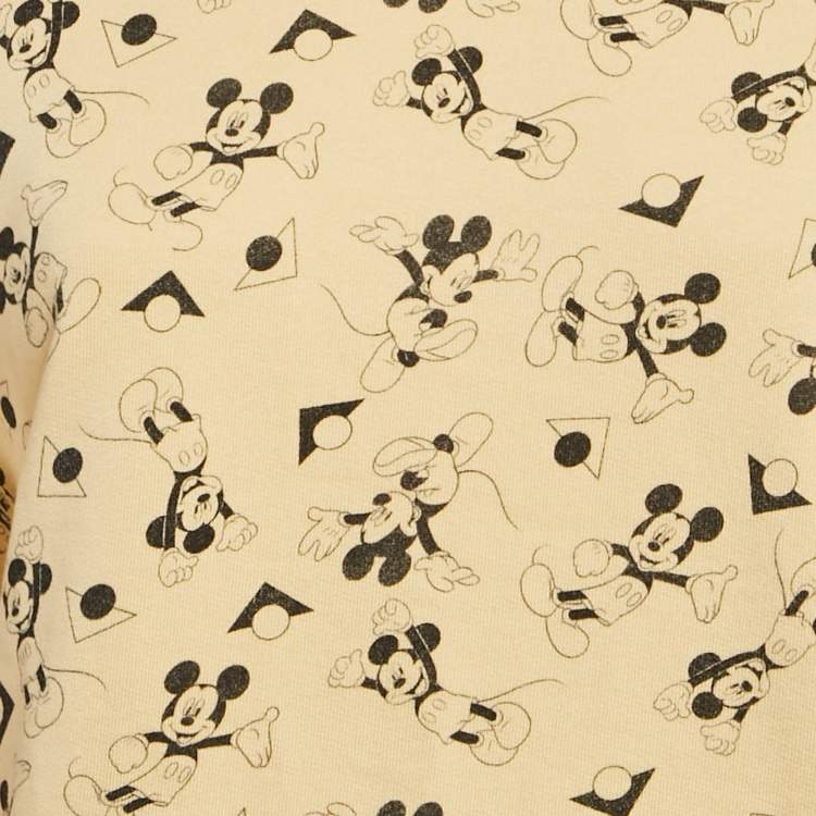 Pre Owned Saint Laurent Paris x Disney Yellow Mickey Mouse Print Cotton Knit Sweater XS