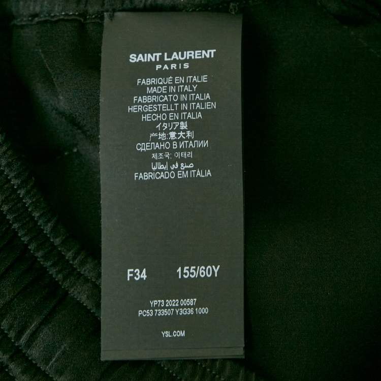 Pre Owned Saint Laurent Black Logo Embroidery Satin Contrast Trimmed Joggers S