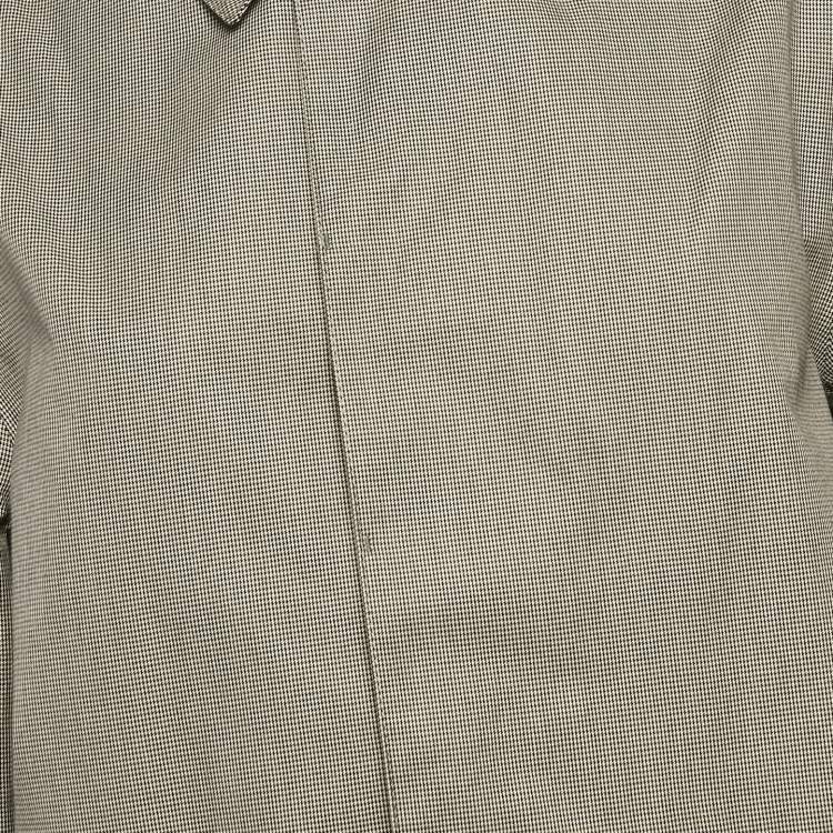 Pre Owned Saint Laurent Grey Micro Houndstooth Cotton Mid-Length Coat XL