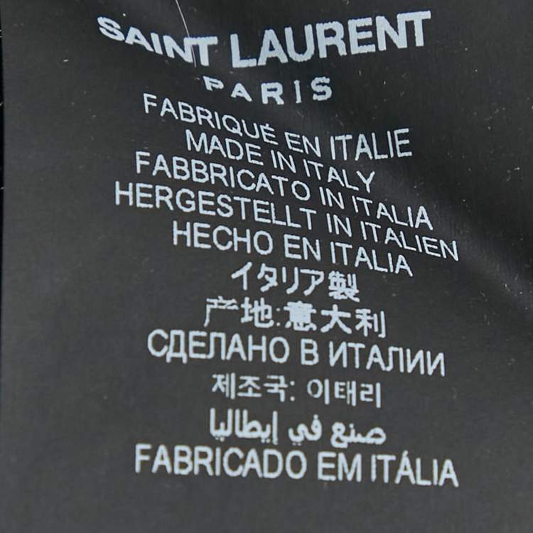 Pre Owned Saint Laurent Black Logo Print Cotton Jersey T-Shirt L